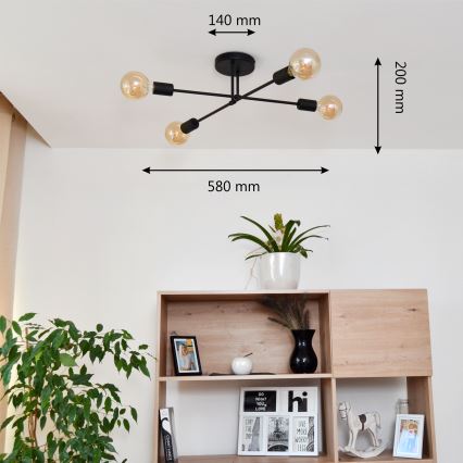 Светодиодная припотолочная люстра CAMBRIDGE 4xE27/8W/230V черный