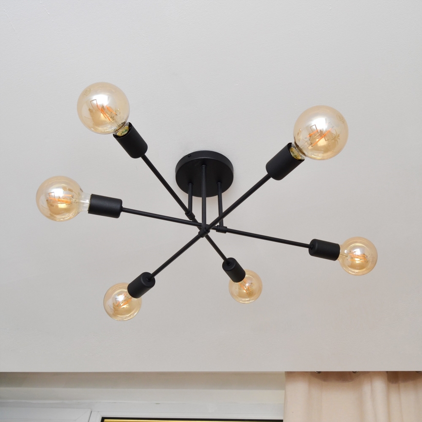 Светодиодная припотолочная люстра CAMBRIDGE 6xE27/8W/230V черный