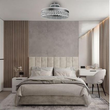 Светодиодная хрустальная припотолочная люстра с регулированием яркости LED/75W/230V 3000-6500K матовый хром + дистанционное управление