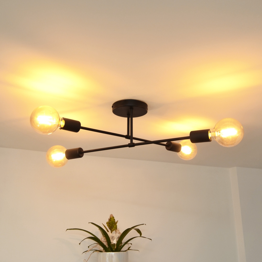 Светодиодная припотолочная люстра CAMBRIDGE 4xE27/8W/230V черный