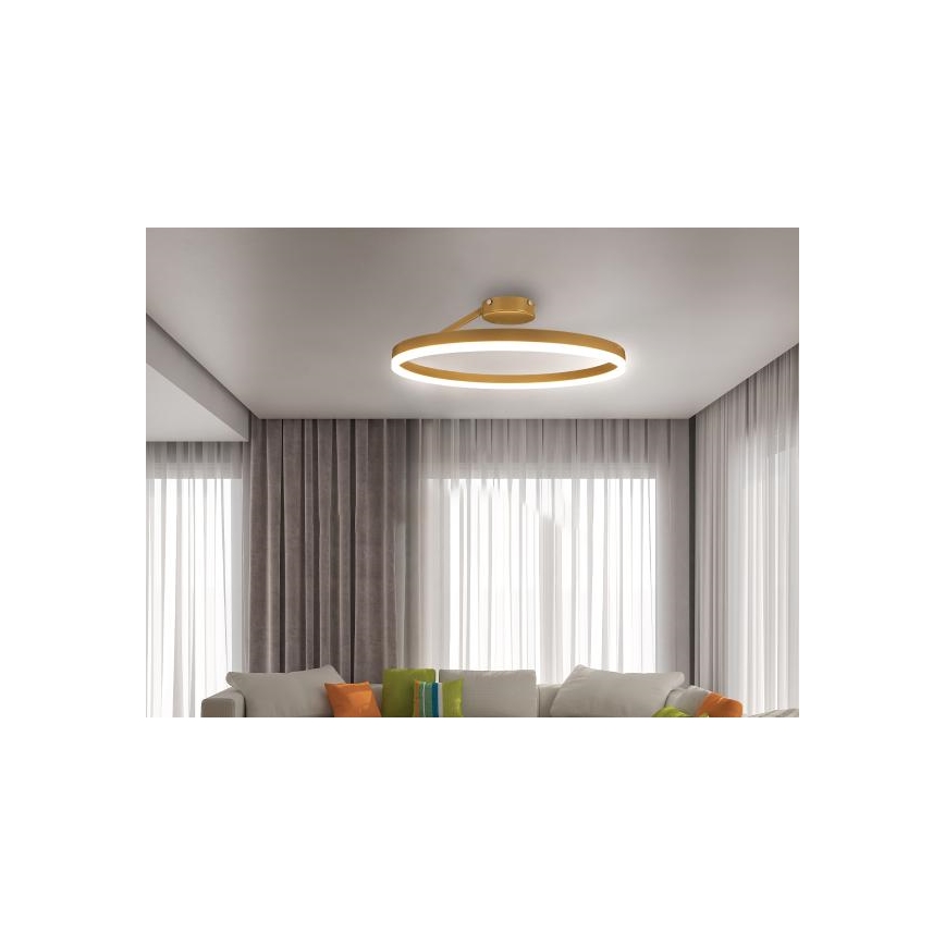 Светодиодная припотолочная люстра с регулированием яркости LED/40W/230V 3000-6500K золотистый + дистанционное управление