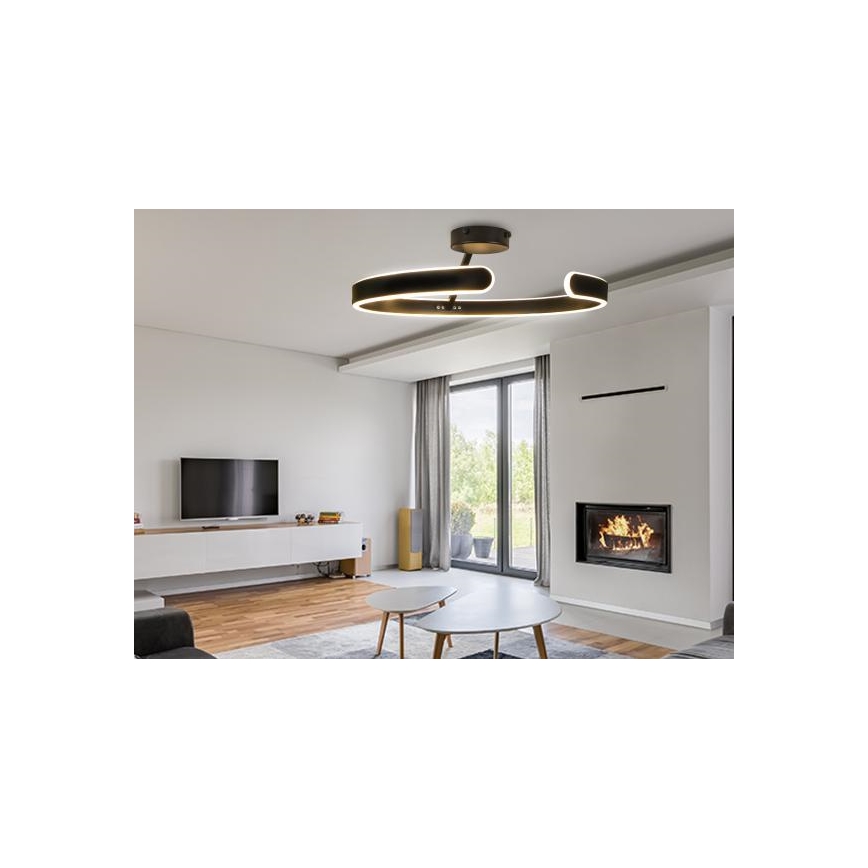 Светодиодная припотолочная люстра с регулированием яркости LED/72W/230V 3000-6500K черный + дистанционное управление