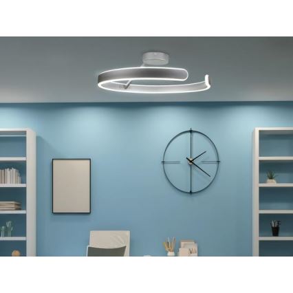 Светодиодная припотолочная люстра с регулированием яркости LED/72W/230V 3000-6500K матовый хром + дистанционное управление