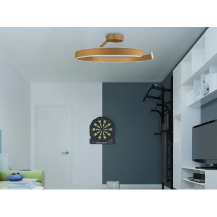 Светодиодная припотолочная люстра с регулированием яркости LED/72W/230V 3000-6500K золотистый + дистанционное управление