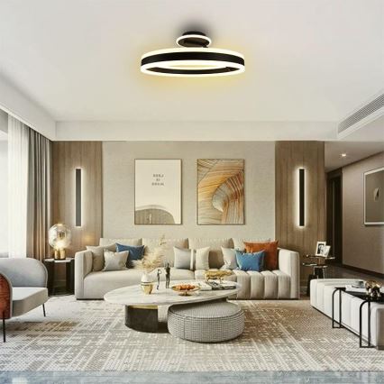 Светодиодная припотолочная люстра с регулированием яркости LED/86W/230V 3000-6500K черный + дистанционное управление