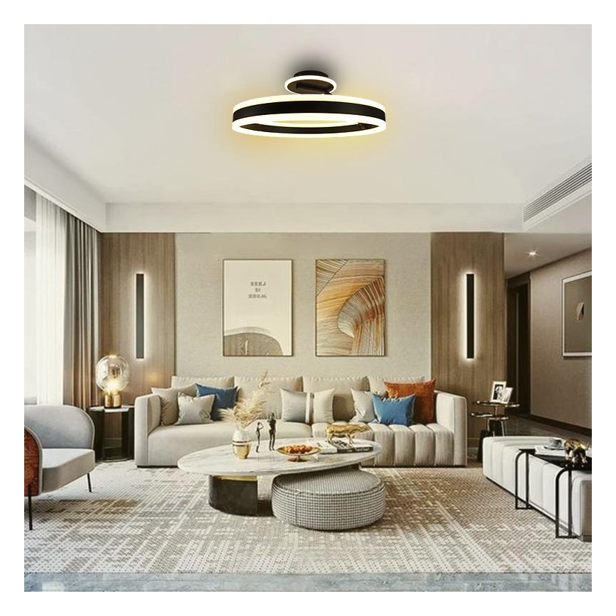 Светодиодная припотолочная люстра с регулированием яркости LED/86W/230V 3000-6500K черный + дистанционное управление