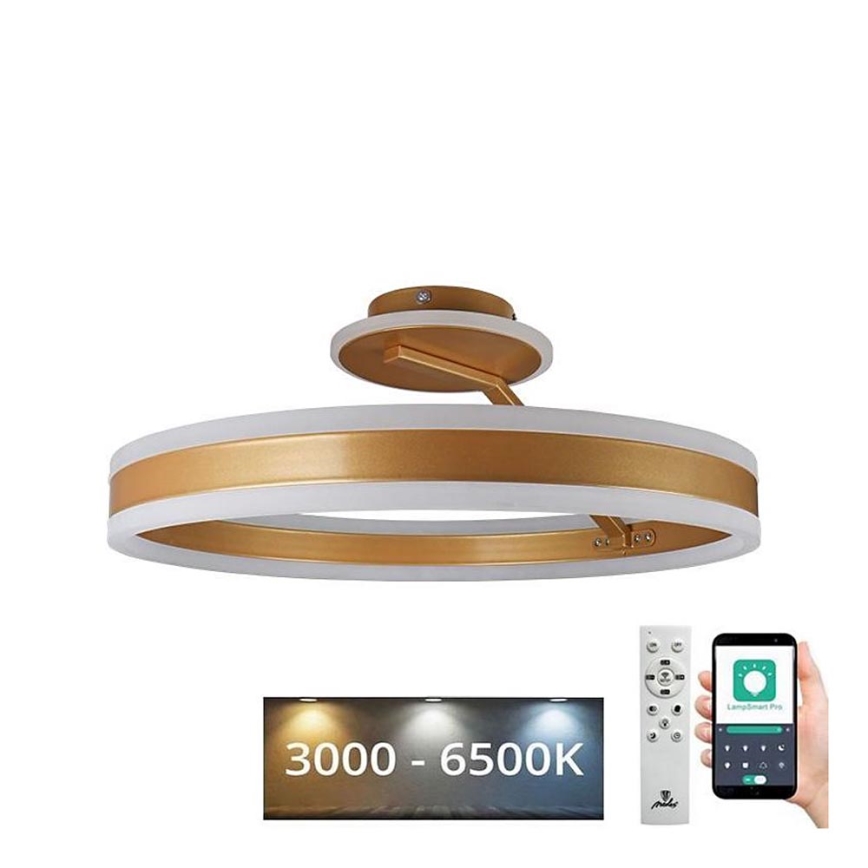 Светодиодная припотолочная люстра с регулированием яркости LED/86W/230V 3000-6500K золотистый + дистанционное управление