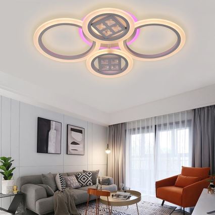 Светодиодная припотолочная RGB-люстра с регулированием яркости LED/50W/230V 3000-6500K + дистанционное управление