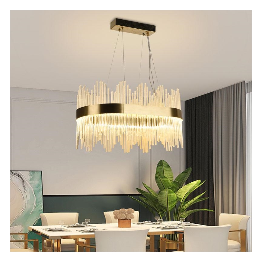 Светодиодная регулируемая кристальная люстра на тросе LED/70W/230V 3000-6500K с дистанционным управлением