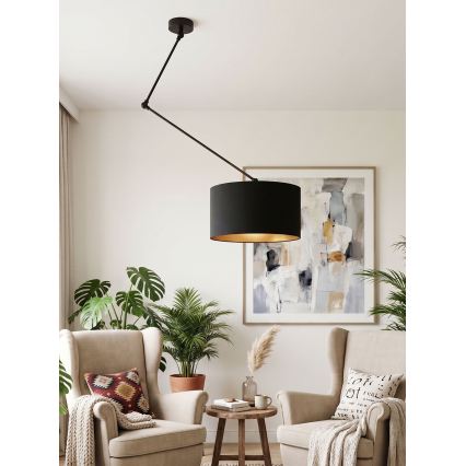Светодиодная регулируемая люстра на штанге GORTA 1xE27/60W/230V чёрная/золотая