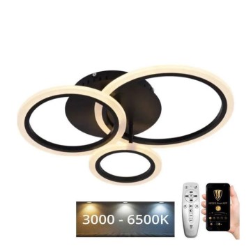 Светодиодная регулируемая накладная люстра LED/40W/230V 3000-6500K черная + пульт дистанционного управления