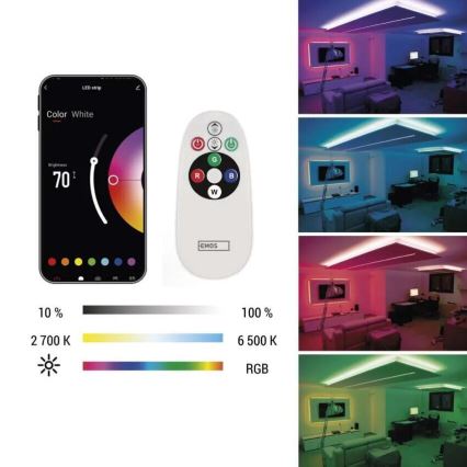 Светодиодная RGB+CCT лента с регулированием яркости GOSMART LED/11W/230V 2 м 2700-6500K IP44 Wi-Fi + дистанционное управление