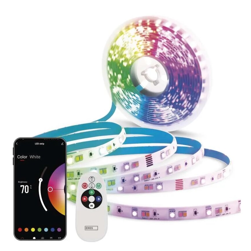 Светодиодная RGB+CCT лента с регулированием яркости GOSMART LED/21W/230V 5 м 2700-6500K IP44 Wi-Fi + дистанционное управление