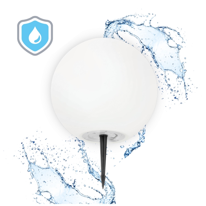 Светодиодная RGB-лампа на солнечной батарее с регулированием яркости GARDEN BALL LED/5W/3,7V 3000K IP54 2200 mAh диаметр 30 см + дистанционное управление