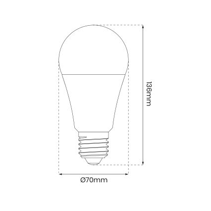 Светодиодная RGB-лампочка с регулированием яркости A70 E27/11W/230V 2700-6500K Wi-Fi Tuya