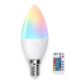 Светодиодная RGB-лампочка с регулированием яркости E14/4,8W/230V 3000K + дистанционное управление - Aigostar