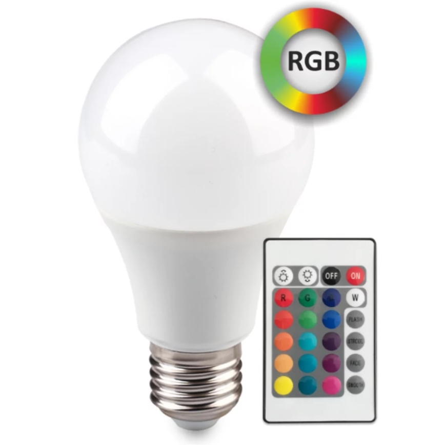 Светодиодная RGB-лампочка с регулированием яркости E27/8,5W/230V 3000К