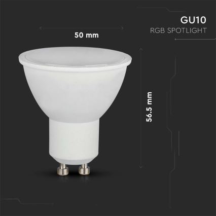 Светодиодная RGB-лампочка с регулированием яркости GU10/4,8W/230V 3000K + дистанционное управление