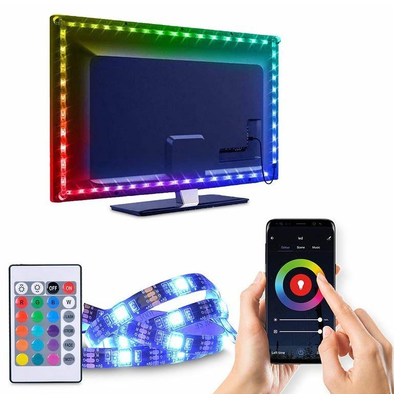 Светодиодная RGB-лента для ТВ с регулированием яркости LED/6W/5V Wi-Fi Tuya + дистанционное управление 0,5 м