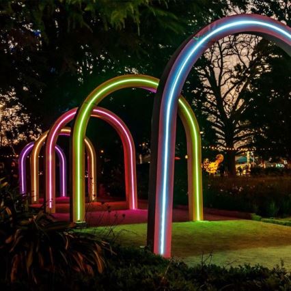 Светодиодная RGB-лента на солнечной батарее с регулированием яркости LED/1,2W/3,7V IP67 5 м + дистанционное управление