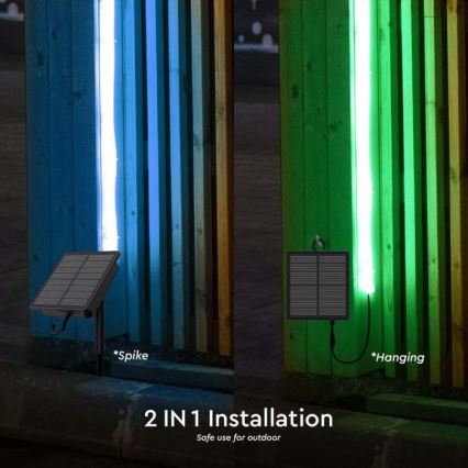 Светодиодная RGB-лента на солнечной батарее с регулированием яркости LED/1,2W/3,7V IP67 5 м + дистанционное управление