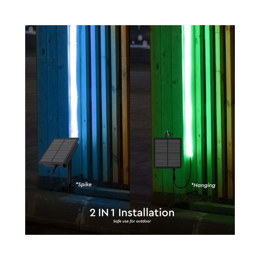 Светодиодная RGB-лента на солнечной батарее с регулированием яркости LED/1,2W/3,7V IP67 5 м + дистанционное управление