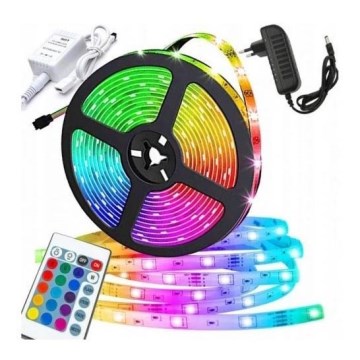 Светодиодная RGB-лента с регулированием яркости 5 м LED/12W/12/230V IP44 + дистанционное управление