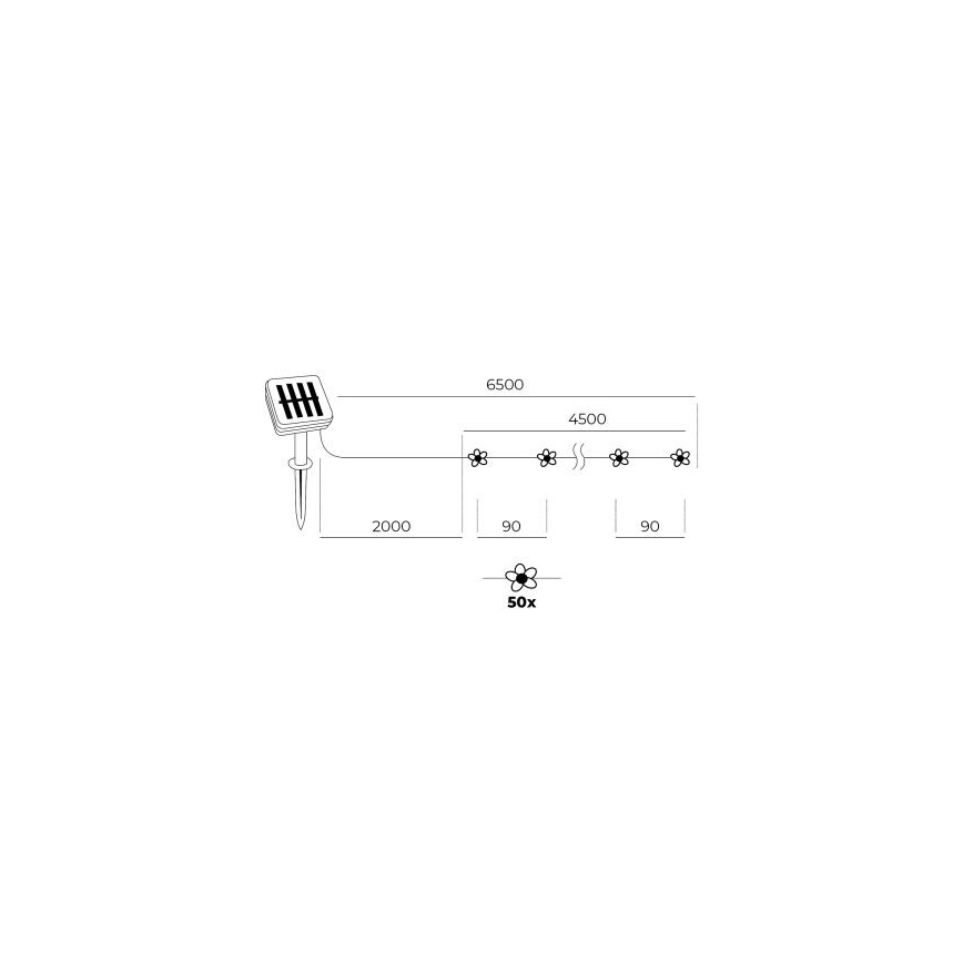 Светодиодная RGB солнечная гирлянда 50xLED/0,12W/1,2V 1xAA IP44 600 мАч