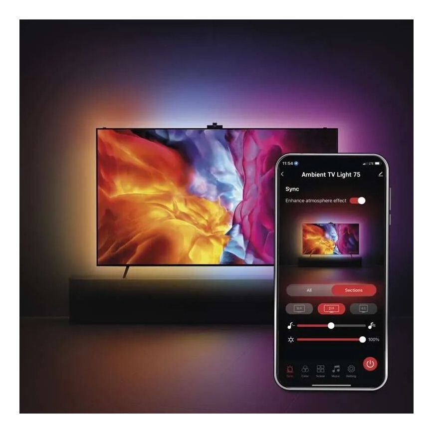Светодиодная RGBIC-лента для TV GoSmart LED/24W/230V 75“