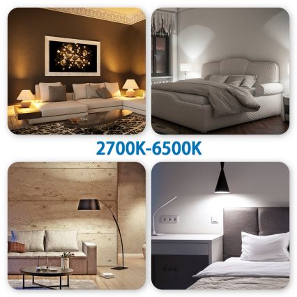 Светодиодная RGBW-лампочка с регулированием яркости A60 E27/9W/230V 2700-6500K Wi-Fi - Aigostar