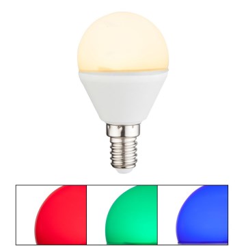 Светодиодная RGBW-лампочка с регулированием яркости E14/4,9W/230V 2700K + дистанционное управление - Globo