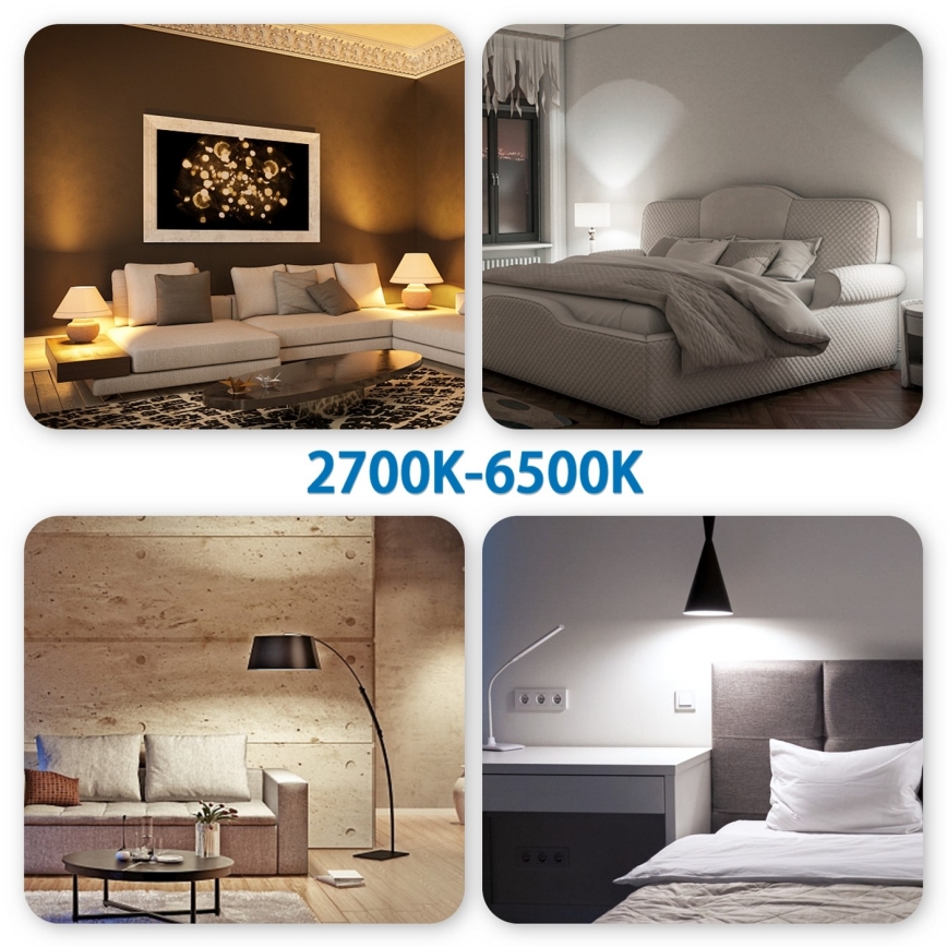 Светодиодная RGBW-лампочка с регулированием яркости G45 E27/6,5W/230V 2700-6500K Wi-Fi - Aigostar