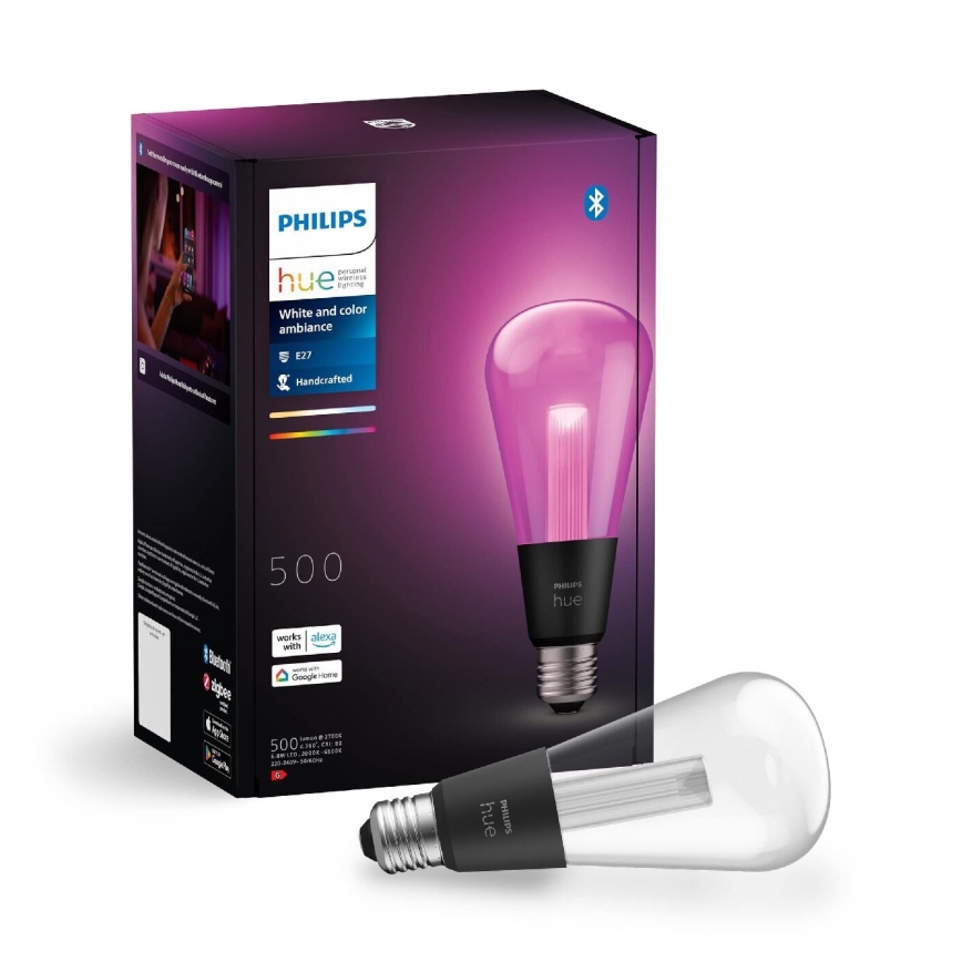 Светодиодная RGBW-лампочка с регулированием яркости Philips Hue White And Color Ambiance E27/6,8W/230V 2000-6500K