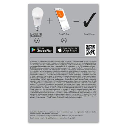 Светодиодная RGBW-лампочка с регулированием яркости SMART+ E27/9W/230V 2700K-6500K Wi-Fi - Ledvance