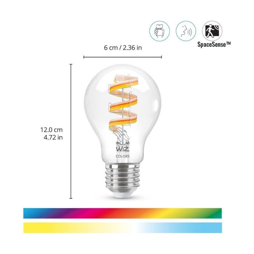 Светодиодная RGBW-лампочка с регулированием яркости A60 E27/6,3W/230V 2200-6500K Wi-Fi - WiZ