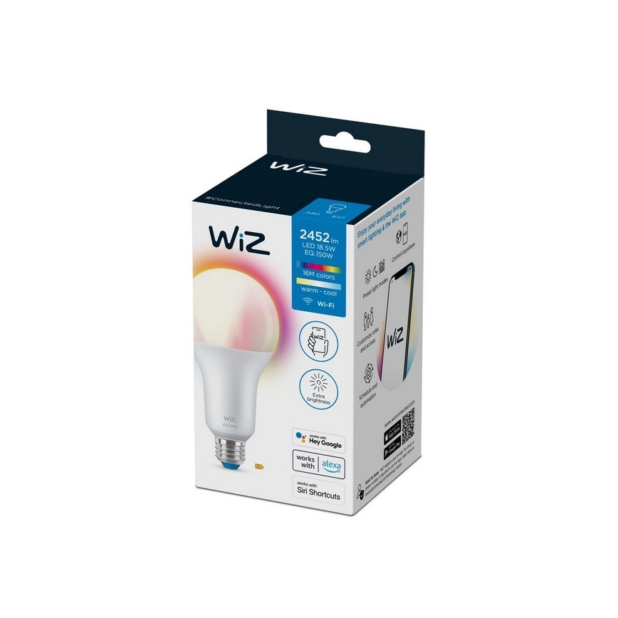 Светодиодная RGBW-лампочка с регулированием яркости A80 E27/18,5W/230V 2200-6500K CRI 90 Wi-Fi - WiZ