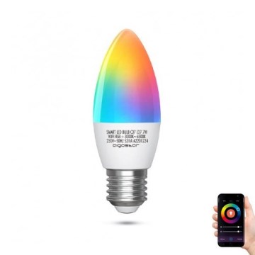 Светодиодная RGBW-лампочка с регулированием яркости C37 E27/7W/230V 3000-6500K Wi-Fi - Aigostar