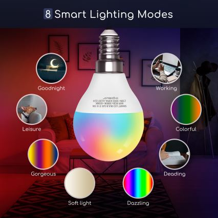 Светодиодная RGBW-лампочка с регулированием яркости G45 E14/5W/230V 3000-6500K Wi-Fi - Aigostar