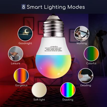 Светодиодная RGBW-лампочка с регулированием яркости G45 E27/5W/230V 3000-6500K Wi-Fi - Aigostar