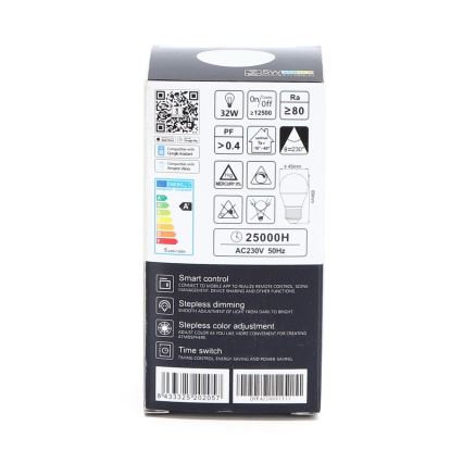 Светодиодная RGBW-лампочка с регулированием яркости G45 E27/5W/230V 3000-6500K Wi-Fi - Aigostar