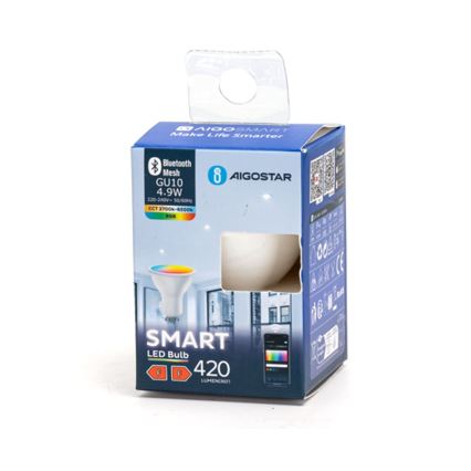Светодиодная RGBW-лампочка с регулированием яркости GU10/4,9W/230V 2700-6500K - Aigostar