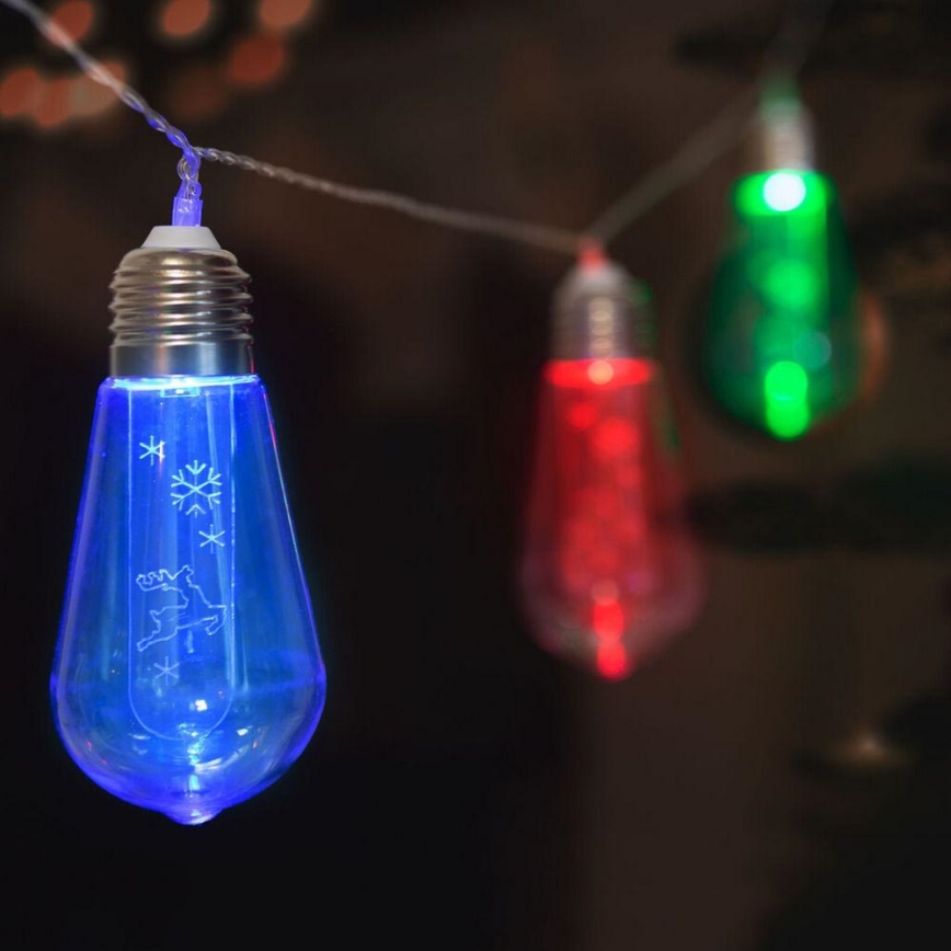 Светодиодная рождественская гирлянда 10xLED/2xAA 2,2м цветная