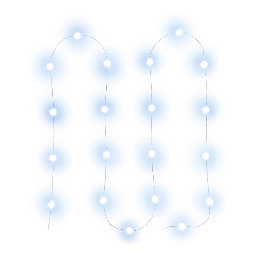 Светодиодная рождественская гирлянда 20xLED/2xAA 2,3 м холодный белый