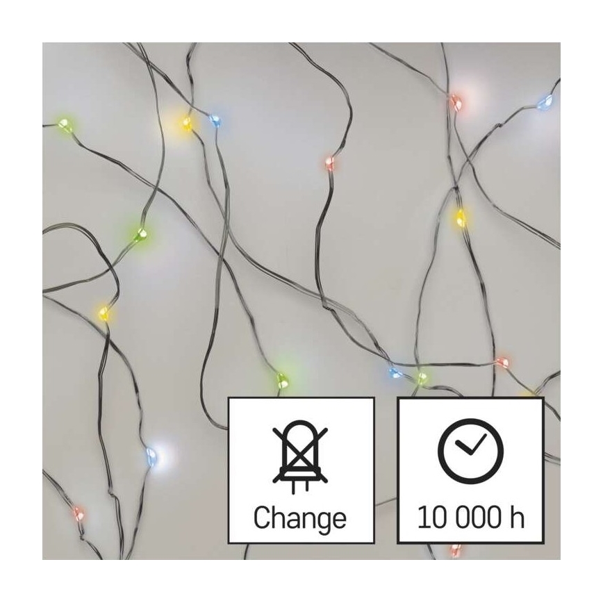 Светодиодная рождественская гирлянда 20xLED/2xAA 2,4 м цветной