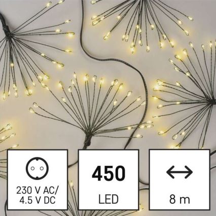 Светодиодная рождественская гирлянда 450xLED/11 м теплый белый