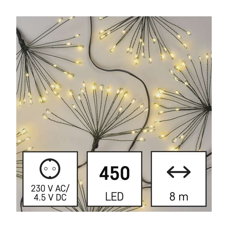 Светодиодная рождественская гирлянда 450xLED/11 м теплый белый