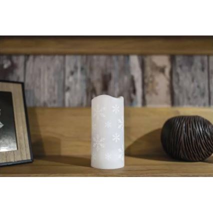 Светодиодная рождественская свеча LED/3xAAA снежинки холодный белый