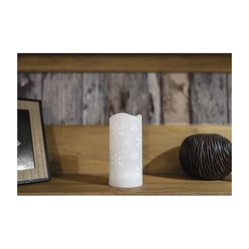 Светодиодная рождественская свеча LED/3xAAA снежинки холодный белый