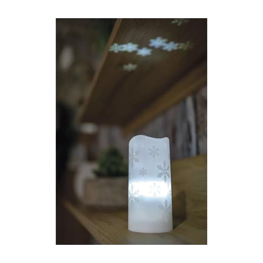 Светодиодная рождественская свеча LED/3xAAA снежинки холодный белый