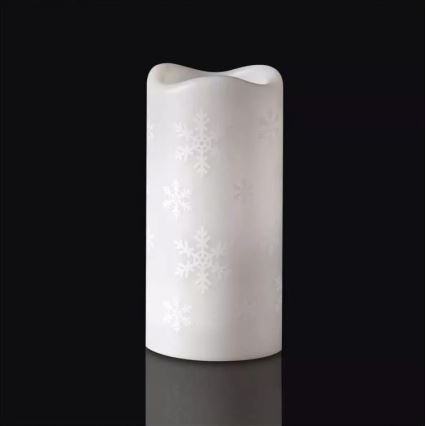 Светодиодная рождественская свеча LED/3xAAA снежинки холодный белый